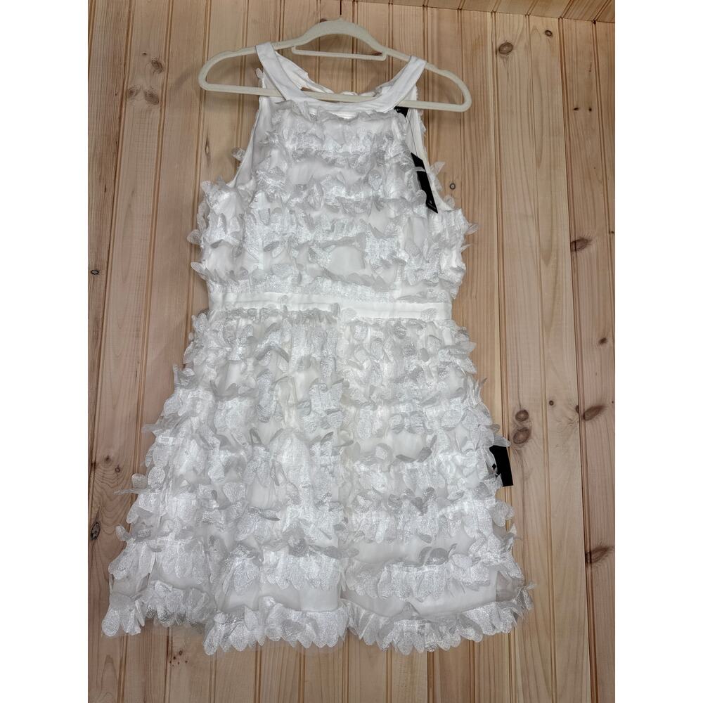 NWT Lulus Dearly Adored White Applique Halter Sleeveless Mini Dress Cocktail L - Picture 2 of 8
